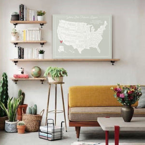 USA Map Forever Began Canvas Wrap "Offshore"